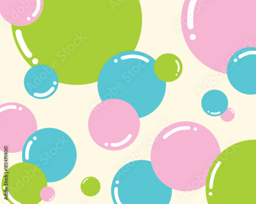 Abstract colorful bubble seamless pattern hand drawn design on cream background.