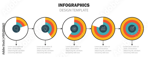 Circle arrows infographic set. Business circle template with options for Brochure, Diagram, Workflow, Timeline, Number Options, Business presentation, Report. 