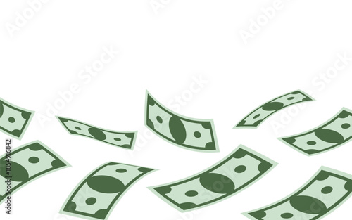 Floating Currency Notes in Mid-Air on a White Background