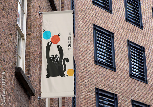 Mockup of Urban Building Hanging Banner in Dublin, Ireland
