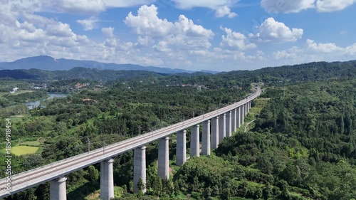 Zhangjihuai High-Speed Railway Viaduct Aerial View