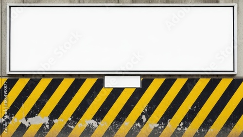 Industrial Warning Barrier with Yellow Black Striped Sign.
