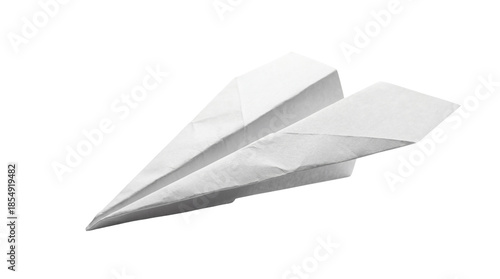 Isolated White Paper Airplane Ready to Take Flight