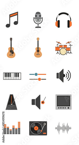 Music and Audio Icons - A Collection of Musical Instruments and Equipment.