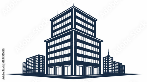 Modern office buildings in urban cityscape with sleek design