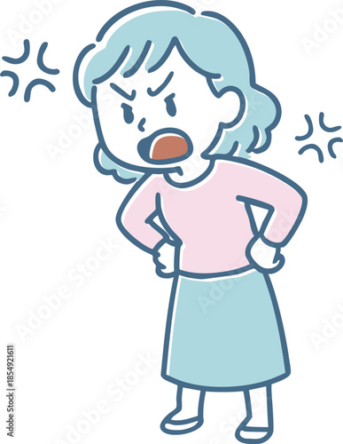 怒っている女性のイラスト