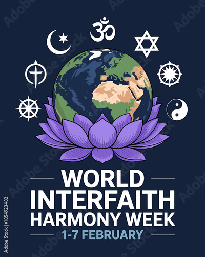 World Interfaith Harmony Week 1- 7 Stock Vector