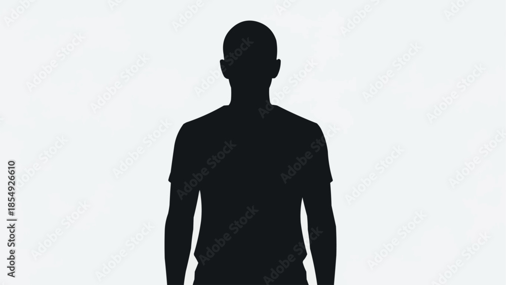 © Jame - Silhouette of a man standing against a white background. © Jame - Silhouette of a man standing against a white background.