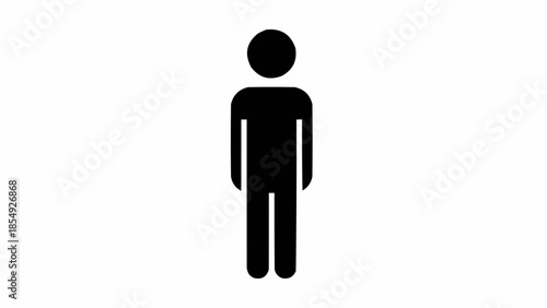 Simple Black Silhouette of a Person Standing Against White Background.