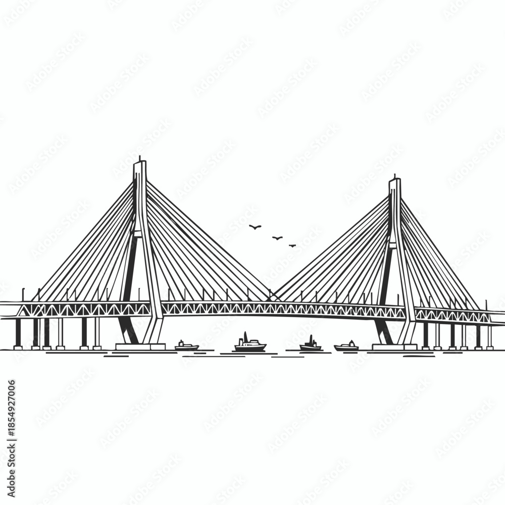 Fototapeta premium architectural cable bridge illustration