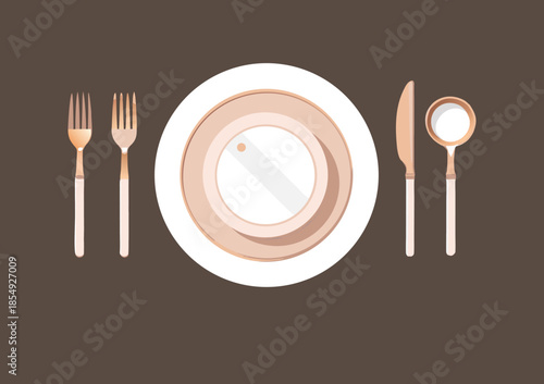 Minimalist formal dining place setting illustration