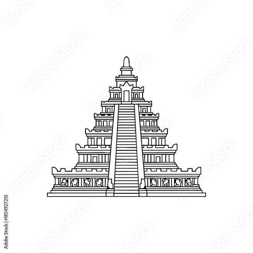 ancient borobudur temple indonesia outline icon