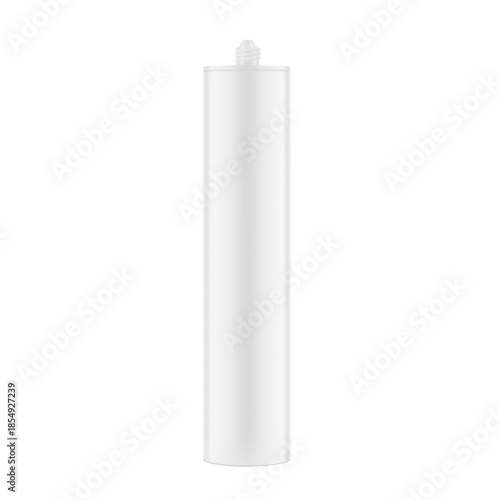 Silicone sealant cartridge mockup. Vector illustration isolated on white background. Can be use for template your design, presentation, promo, ad. EPS10.