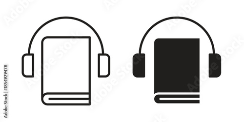 Audio book icons or logo design isolated sign symbol vector illustration - high quality line style vector