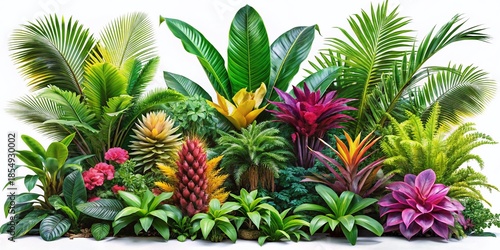 Lush Tropical Foliage Isolated:  High-Resolution Images of Exotic Plants with Alpha Channel
