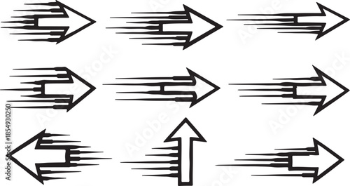 Black Arrows Pointing in Different Directions Isolated on White Background