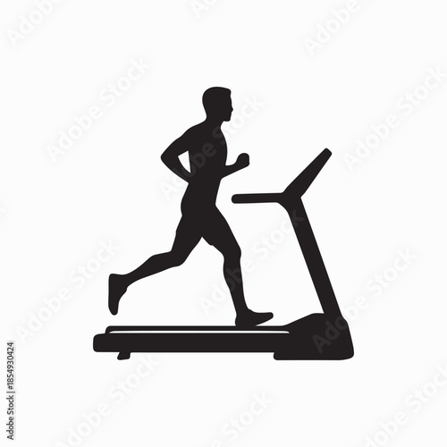 Silhouette of a Man Running on a Treadmill for Fitness