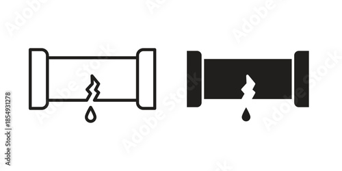 Broken pipe icons or logo design isolated sign symbol vector illustration - high quality line style vector