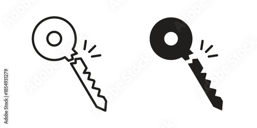 Broken key icons or logo design isolated sign symbol vector illustration - high quality line style vector