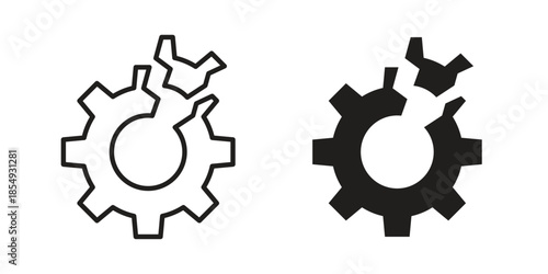 Broken gear icons or logo design isolated sign symbol vector illustration - high quality line style vector