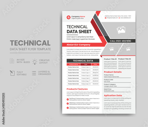 Technical Data Sheet Flyer Template Design
