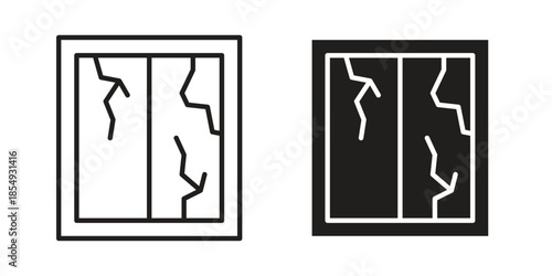 Broken window icons or logo design isolated sign symbol vector illustration - high quality line style vector