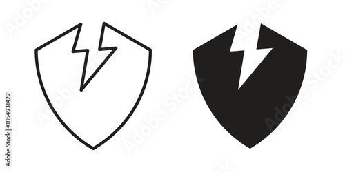 Broken shield icons or logo design isolated sign symbol vector illustration - high quality line style vector