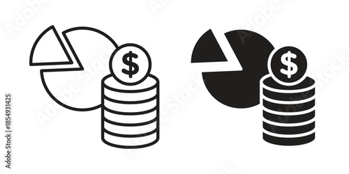 Budget planning icons or logo design isolated sign symbol vector illustration - high quality line style vector