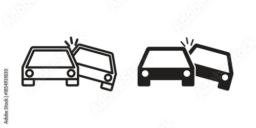 Car accident icons or logo design isolated sign symbol vector illustration - high quality line style vector