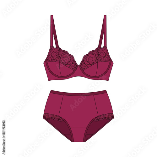 Elegant Burgundy Lace Bra and Panty Set A Luxurious Lingerie Ensemble