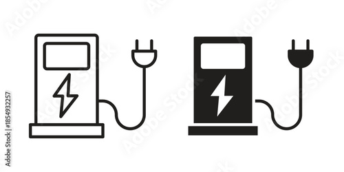 Charging station icons or logo design isolated sign symbol vector illustration - high quality line style vector