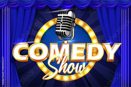 comedy show great perform logo text typography editable text effect font style template design