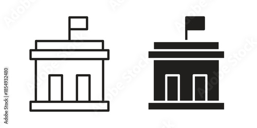 City hall building icons or logo design isolated sign symbol vector illustration - high quality line style vector