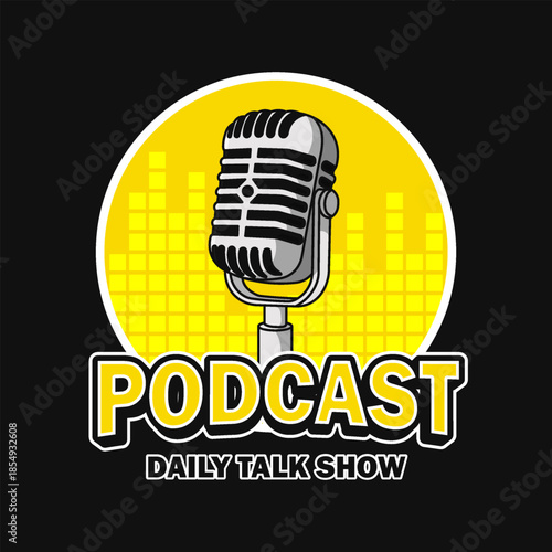podcast logo text live talk show typography editable text effect font style template design background
