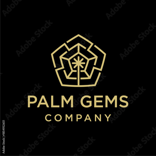Palm Tree Gems Jewelry Logo Template