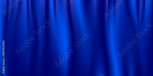 Navy blue silk satin. Silky shiny fabric. Dark luxury background with space for design. Banner. Wide. Long. Panoramic. Template. Empty. Flat lay, top view table. Beautiful.Elegant.Birthday,Christmas.