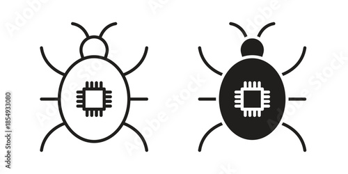 Computer bug icons or logo design isolated sign symbol vector illustration - high quality line style vector