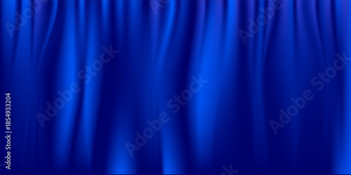 Navy blue silk satin. Silky shiny fabric. Dark luxury background with space for design. Banner. Wide. Long. Panoramic. Template. Empty. Flat lay, top view table. Beautiful.Elegant.Birthday,Christmas.