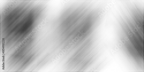 A chaotic yet captivating black and white halftone dot pattern covering the entire frame with varied density.
