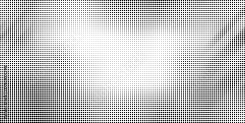 A centralized black and white halftone gradient creates a powerful focal point with intense light and shadow.
