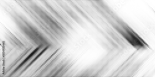 A striking abstract composition with bold diagonal lines and a textured halftone dot matrix background.