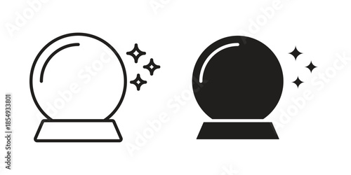 Crystal ball icons or logo design isolated sign symbol vector illustration - high quality line style vector