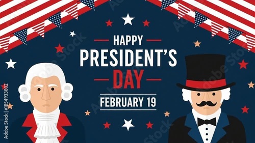 Presidents Day Celebration Poster With Washington And Lincoln