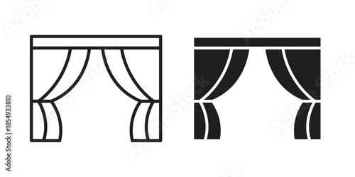 Curtains icons or logo design isolated sign symbol vector illustration - high quality line style vector