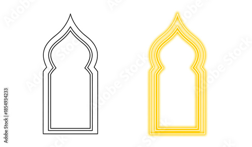 Decorative Islamic Arch Frame Outline for Ramadhan and Festive Muslim Celebrations