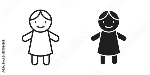 doll icons or logo design isolated sign symbol vector illustration - high quality line style vector