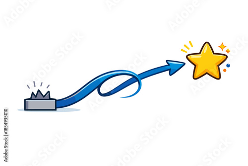 Abstract success concept with arrow and star overcoming challenges