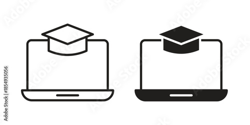 E learning icons or logo design isolated sign symbol vector illustration - high quality line style vector