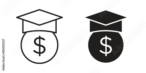 Education cost icons or logo design isolated sign symbol vector illustration - high quality line style vector