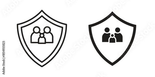 Family insurance icons or logo design isolated sign symbol vector illustration - high quality line style vector